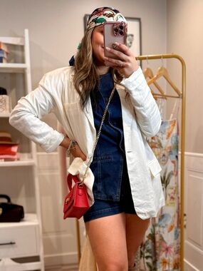 Steve Madden Ivory Blazer Lightweight Open Front Jacket Size Medium NWT
